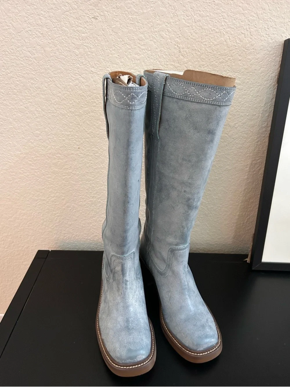 New Frye Kate Pull On Boots Sky Blue - Picture 5 of 7